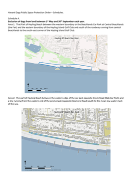 Havant Dogs Public Space Protection Order – Schedules