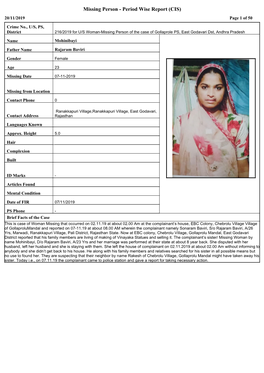 Missing Person - Period Wise Report (CIS) 20/11/2019 Page 1 of 50