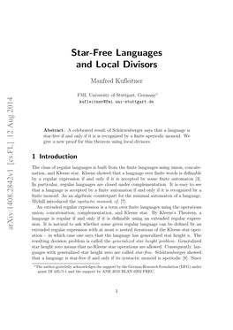 Star-Free Languages and Local Divisors