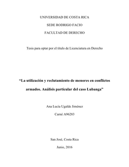 “La Utilización Y Reclutamiento De Menores En Conflictos Armados