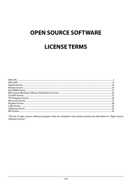 Open Source Software License Terms