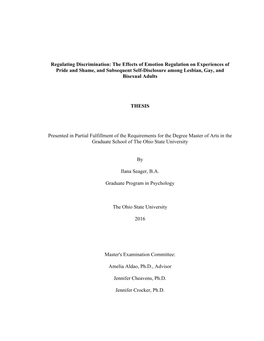 The Effects of Emotion Regulation on Experiences of Pride and Shame, and Subsequent Self-Disclosure Among Lesbian, Gay, and Bisexual Adults