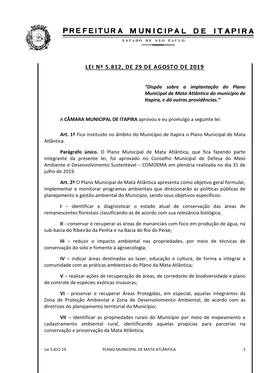 Lei Nº 5.812, De 29 De Agosto De 2019