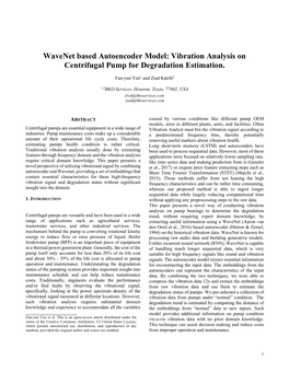 Wavenet Based Autoencoder Model: Vibration Analysis on Centrifugal Pump for Degradation Estimation