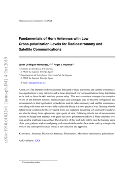 Fundamentals of Horn Antennas with Low Cross-Polarization Levels for Radioastronomy and Satellite Communications