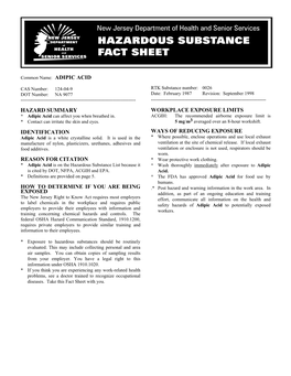 Hazard Summary Identification Reason For