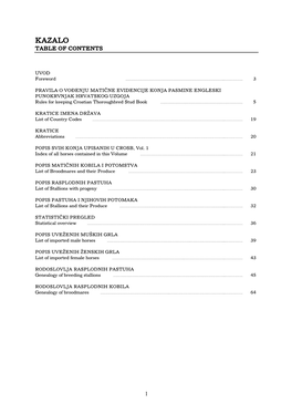 Kazalo Table of Contents