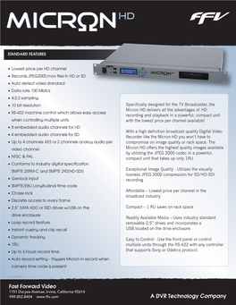 A DVR Technology Company Specifications