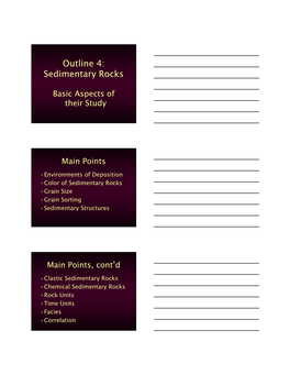 Outline 4: Sedimentary Rocks