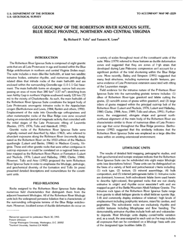 Geologic Map of the Robertson River Igneous Suite, Blue Ridge Province, Northern and Central Virginia