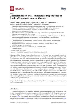 Characterization and Temperature Dependence of Arctic Micromonas Polaris Viruses