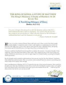 A Study of Matthew 14–20 a Terrifying Glimpse of Glory