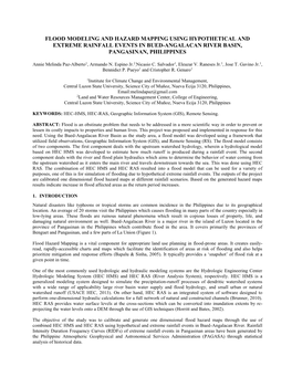 Flood Modeling and Hazard Mapping Using Hypothetical and Extreme Rainfall Events in Bued-Angalacan River Basin, Pangasinan, Philippines