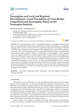 Euroregions and Local and Regional Development—Local Perceptions of Cross-Border Cooperation and Euroregions Based on the Euroregion Beskydy