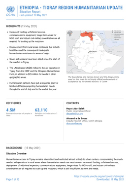 ETHIOPIA - TIGRAY REGION HUMANITARIAN UPDATE Situation Report Last Updated: 19 May 2021