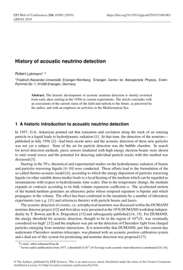History of Acoustic Neutrino Detection