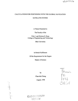 Calculations for Positioning with the Global Navigation