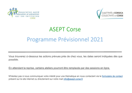 ASEPT Corse Programme Prévisionnel 2021
