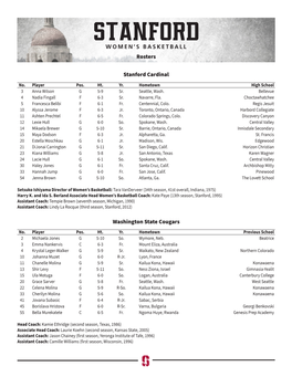 Stanford WOMEN’S BASKETBALL Rosters