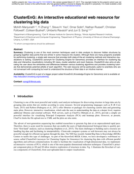 An Interactive Educational Web Resource for Clustering Big Data Mohith Manjunath1,2, Yi Zhang1,2, Steve H