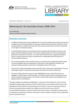 Download Balancing Act: the Australian Greens 2008-2011