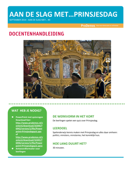 Prinsjesdag September 2014 - Aan De Slag Met… #4