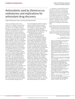 Antioxidants Used by Deinococcus Radiodurans and Implications for Antioxidant Drug Discovery