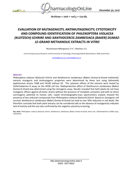 Evaluation of Mutagenicity, Antimutagenicity, Cytotoxicity