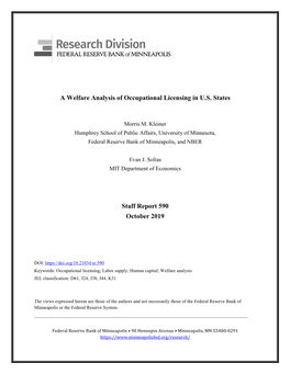 A Welfare Analysis of Occupational Licensing in U.S. States