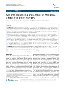 Genome Sequencing and Analysis of Mangalica, a Fatty Local Pig of Hungary