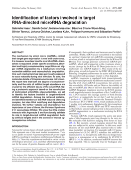 Identification of Factors Involved in Target RNA-Directed Microrna