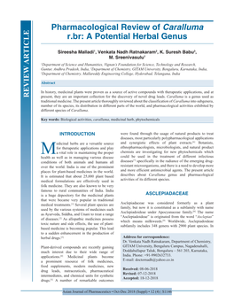 Pharmacological Review of Caralluma R.Br: a Potential Herbal Genus