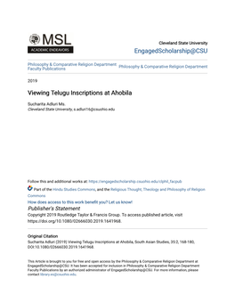 Viewing Telugu Inscriptions at Ahobila