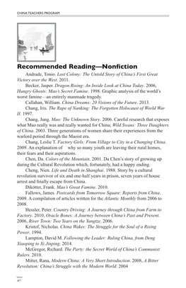 Recommended Reading—Nonfiction Andrade, Tonio