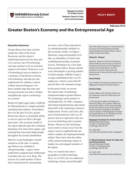 Greater Boston's Economy and the Entrepreneurial