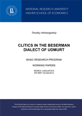 Clitics in the Beserman Dialect of Udmurt