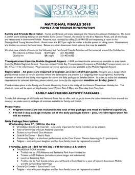 National Finals 2018 Family and Friends Information