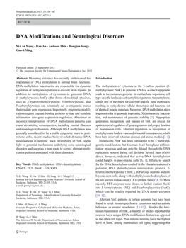 DNA Modifications and Neurological Disorders