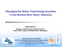 Managing the Water-Food-Energy Securities in the Brantas River Basin, Indonesia