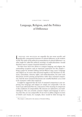 Language, Religion, and the Politics of Difference