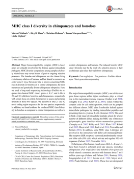 MHC Class I Diversity in Chimpanzees and Bonobos