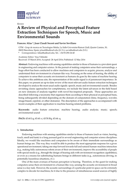 A Review of Physical and Perceptual Feature Extraction Techniques for Speech, Music and Environmental Sounds