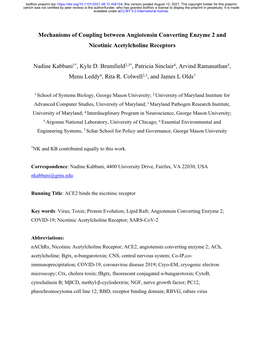 Mechanisms of Coupling Between Angiotensin Converting Enzyme 2 and Nicotinic Acetylcholine Receptors