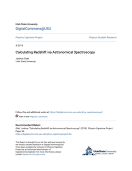 Calculating Redshift Via Astronomical Spectroscopy