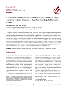 Ceramium Riosmenae Sp. Nov. (Ceramiaceae, Rhodophyta): a New Complete Corticated Species on Gracilaria from Baja California Sur, Mexico