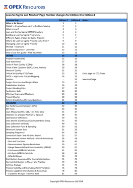 Lean Six Sigma and Minitab' Page Number Changes for Edition 3 to Edition 4