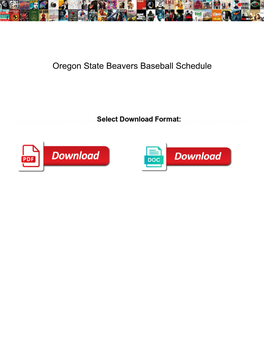 Oregon State Beavers Baseball Schedule