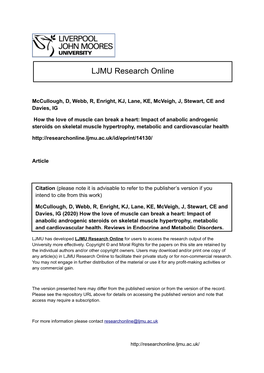 Impact of Anabolic Androgenic Steroids on Skeletal Muscle Hypertrophy, Metabolic and Cardiovascular Health