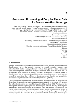 Automated Processing of Doppler Radar Data for Severe Weather Warnings