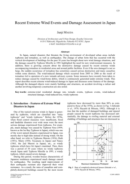 Recent Extreme Wind Events and Damage Assessment in Japan